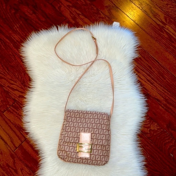 Authentic EUC FENDI Zucchino Monogram Pink Gold Crossbody/ Shoulder Bag